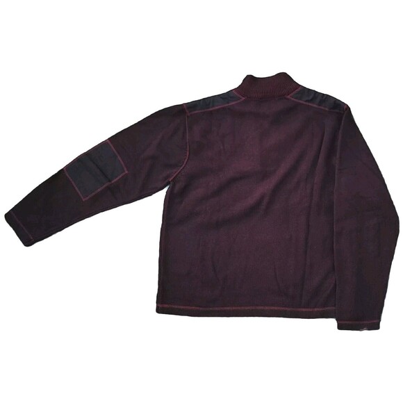 F/X FUSION Mens Black/Burgundy Cotton 1/4 Zip Sweater L - Picture 3 of 6